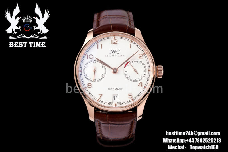 IWC Portuguese Real PR RG IW500115 AZF 1:1 Best Edition White Dial on Brown Leather Strap A52010 V5