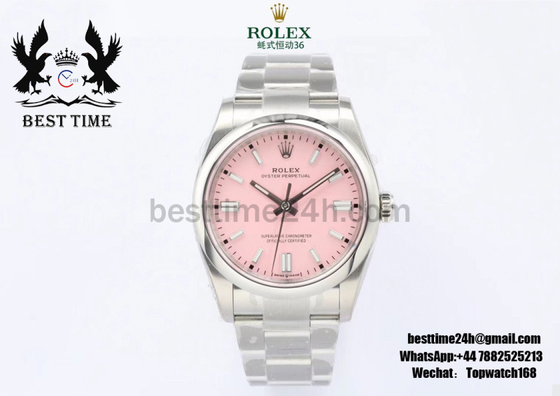 Rolex Oyster Perpetual 36MM EWF Best Version Pink Dial Stainless Steel Bracelet A3230