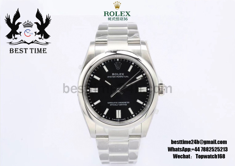 Rolex Oyster Perpetual 36MM EWF Best Version Black Dial Stainless Steel Bracelet A3230