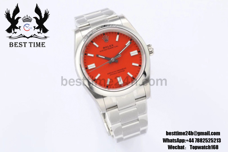 Rolex Oyster Perpetual 36MM EWF Best Version Red Dial Stainless Steel Bracelet A3230