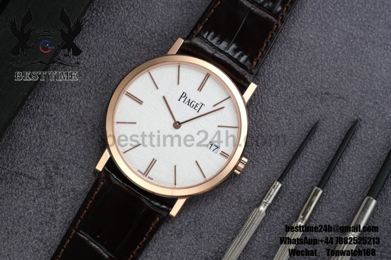 Piaget Altiplano Ultra Thin 40mm RG MKF Best Edition White Dial on Brown Leather Strap Asia 1203P