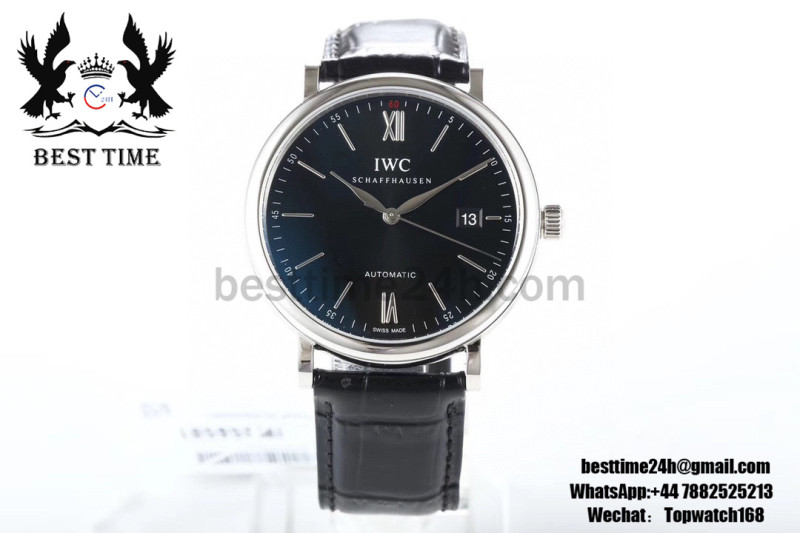 IWC Portofino Automatic  150 Years  MKF black leather strap black dial MIYOTA 9015