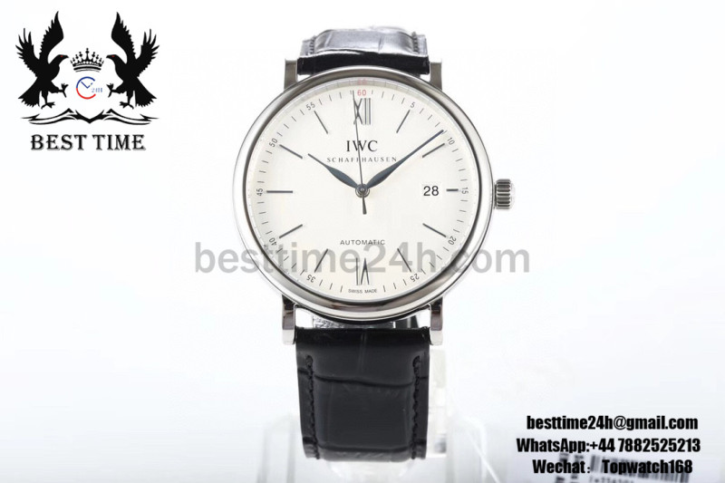 IWC Portofino Automatic  150 Years  MKF black leather strap white dial MIYOTA 9015
