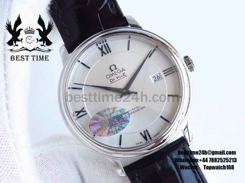 Omega De Ville 39.5MM SS MKS 1:1 Best version white dial with black leather MIYOTA 9015