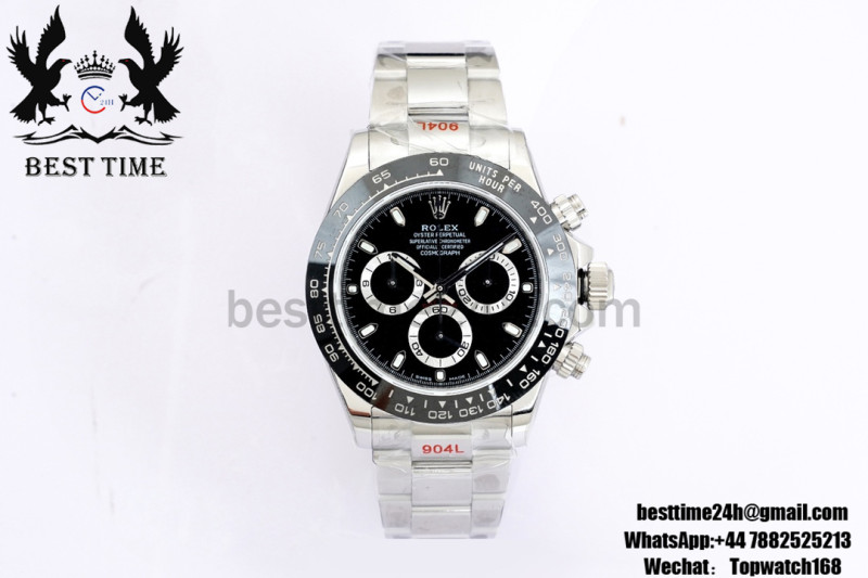 Rolex Daytona 116500 EWF 1:1 Best Edition 904L Steel Black Dial on SS Bracelet A7750