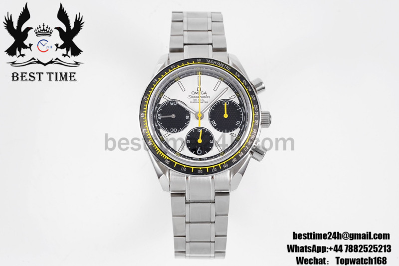 Omega Speedmaster Racing Master SS HRF 1:1 Best Edition Black/White Dial SS Bracelet A7750