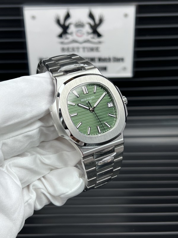 Patek Philippe Nautilus 5711/1A 3KF 1:1 Best Edition Green Textured Dial on SS Bracelet A324 Super Clone V2
