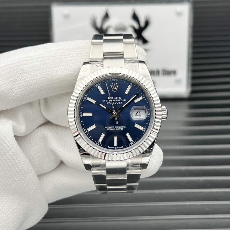 DateJust 41 126334 BPF 1:1 Best Edition 316F Steel Blue Fluted Dial on SS Oyster Bracelet VR3235