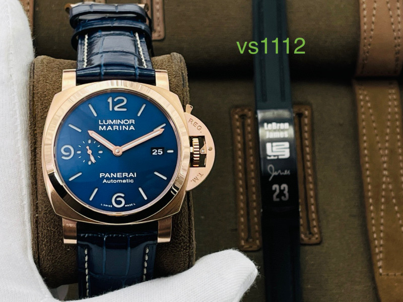 PAM1112 V GMT RG VSF 1:1 Best Edition Blue Dial on Blue Leather Strap P.9010 Super Clone