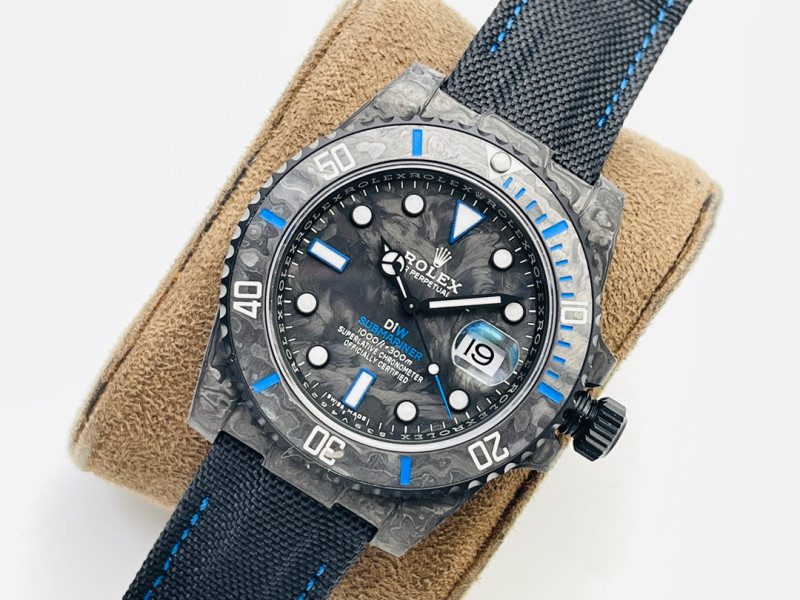 Submariner 40mm DIW VSF 1:1 Best Edition Forged Carbon Blue Element on Nylon Strap VS313
