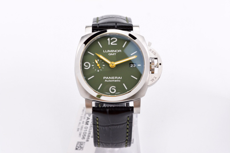 PAM1056 V GMT VSF 1:1 Best Edition Green Dial on Black Leather Strap P.9011 Super Clone