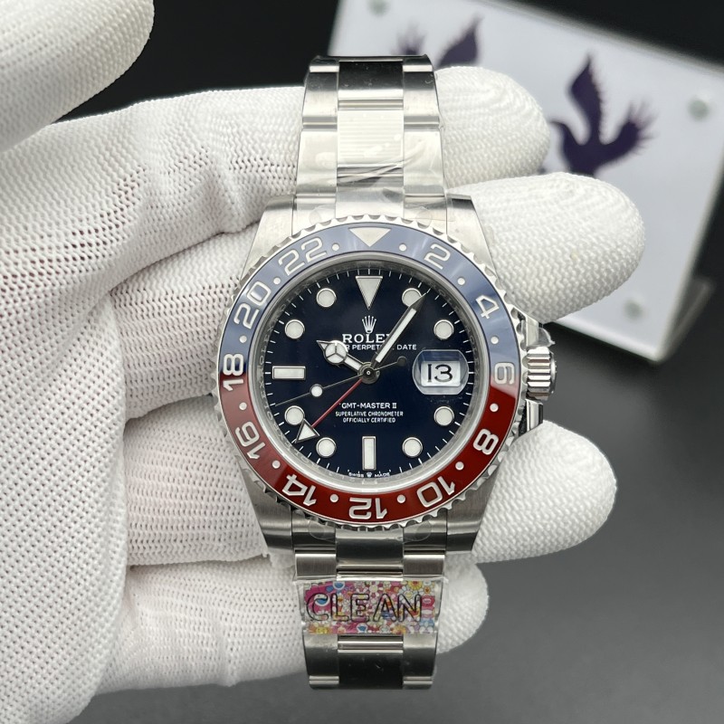 GMT Master II 126719 BLRO Red/Blue Ceramic 904L SS Clean Factory 1:1 Best Edition Blue Dial on Oyster Bracelet VR3186 CHS