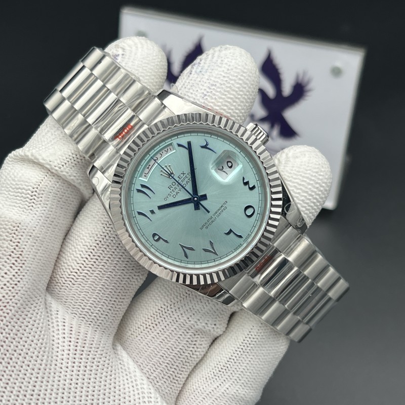 Day Date 40 SS 904L Steel GMF 1:1 Best Edition Blue Dial with Arabic Markers on SS Bracelet A2836