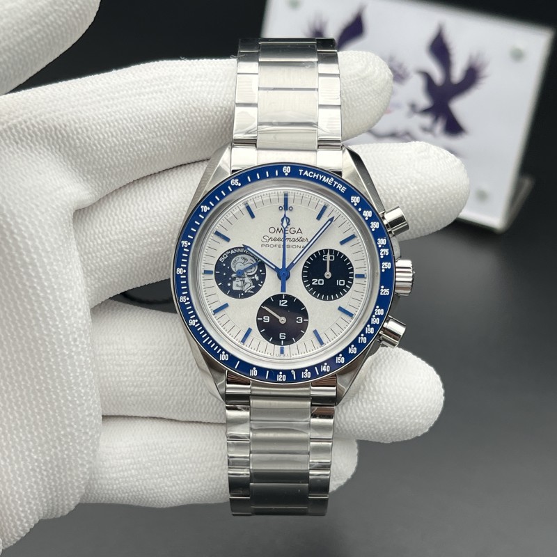 Speedmaster Professional “Silver Snoopy Award” 50th Anniversary N1F 1:1 Best Edition on SS Bracelet A3861