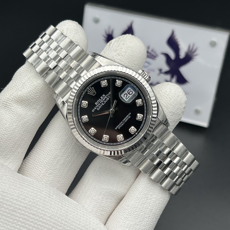 DateJust 36 SS 126234 VSF 1:1 Best Edition 904L Steel Black Diamonds Dial on Jubilee Bracelet VS3235
