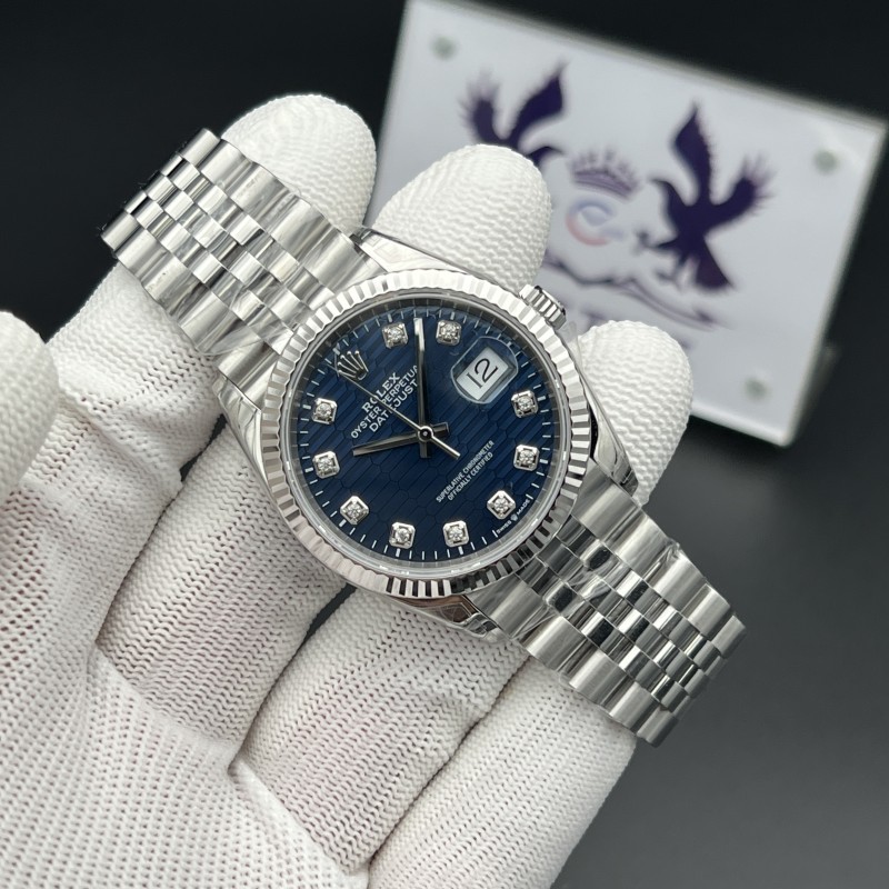 DateJust 36 SS 126234 VSF 1:1 Best Edition 904L Steel Blue Textured Diamonds Dial on Jubilee Bracelet VS3235