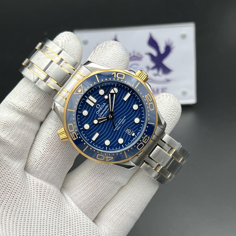 Seamaster Diver 300M SS/YG VSF 1:1 Best Edition YG Bezel Blue Dial on SS/YG Bracelet A8800
