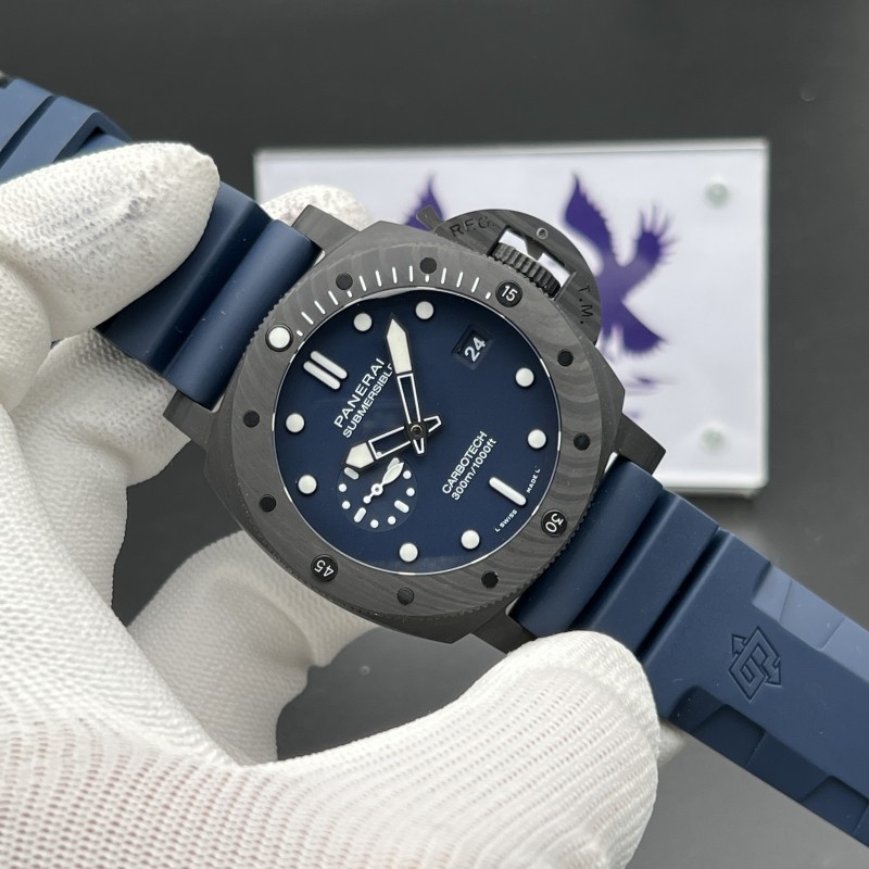 PAM1232 W Carbotech VSF 1:1 Best Edition Blue Dial on Blue Rubber Strap P900