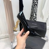 Scarpe Ysl in pelle lucida e tacco dorato 