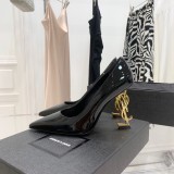 Scarpe Ysl in pelle lucida e tacco dorato 