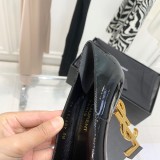 Scarpe Ysl in pelle lucida e tacco dorato 