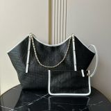 Pronta Consegna Hobo Chanel intrecciato effetto paglia abbinato a pelle bovina 30x33x13  (Punto più largo 43cm)