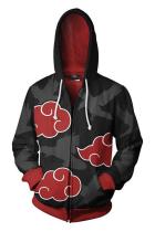 Teen Hoodie Naruto Akatsuki Red Cloud 3D Zip Up Sweatshirt Unisex
