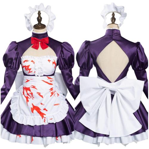 Anime High-Rise Invasion Maid Dress Outfit Maid-fuku Kamen Halloween Carnival Suit Cosplay Costume