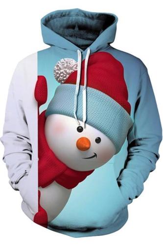 Chirstmas Hoodie Snowman Pattern Pullover Sweatshirt