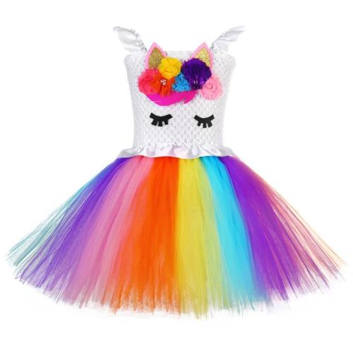 Unicorn Rainbow Bubble Dress Cosplay Costume Kids Girls
