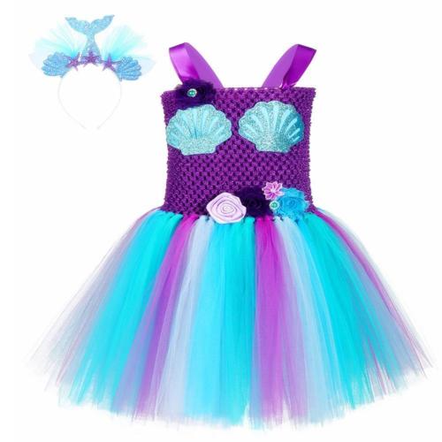 Baby Girl Mermaid Sea-Maid Bubble Dress Cosplay Costume Kids