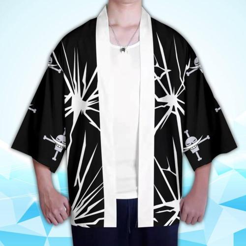 One Piece Whitebeard Cosplay Cloak Kimono Cardigan Robe Cospaly Costume Print Casual Coat