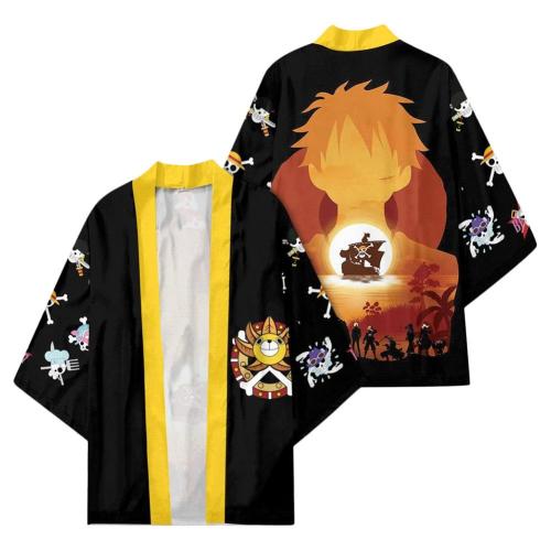 One Piece Straw Hat Cosplay Cloak Kimono Cardigan Robe Cospaly Costume Print Casual Coat