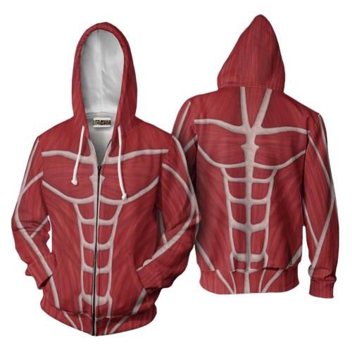 Attack On Titan Colossal Titan Armin Cosplay Zip Up Hoodie 3D Printed Hooded Sweatshirt Men Women Casual Streetwear Jacket Coat