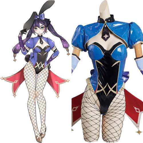 Genshin Impact Mona Cosplay Costume Bunny Girls Jumpsuit Outfits Halloween Carnival Suit
