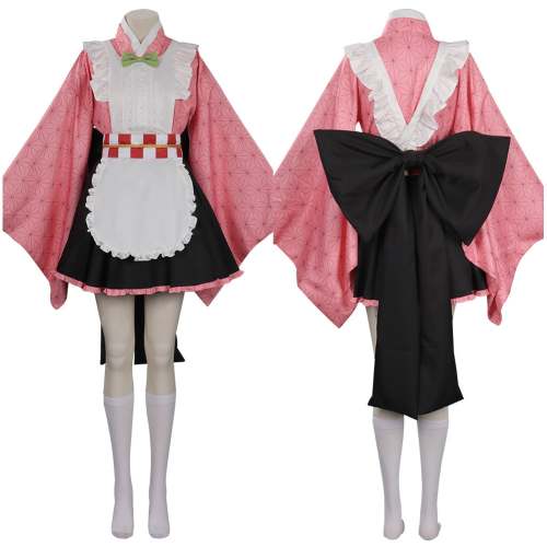 Demon Slayer Kamado Nezuko Cosplay Costume Maid Dress Outfits Halloween Carnival Suit