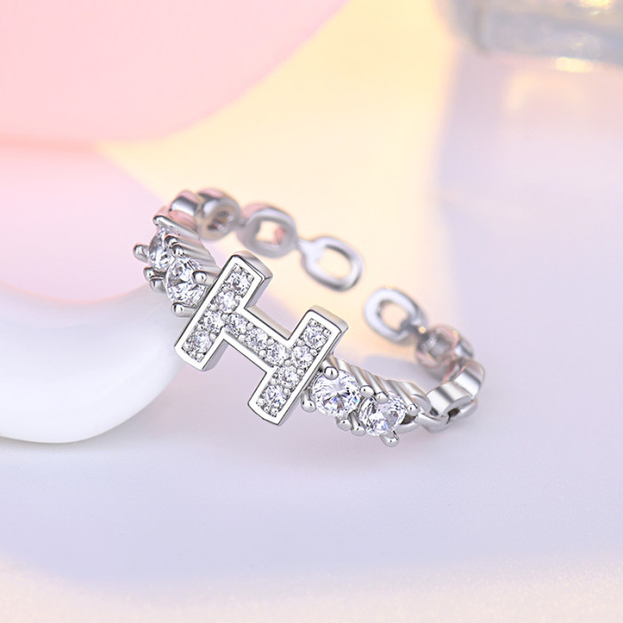 new design women's rings H shape women's hot sale moissanite diamond rings