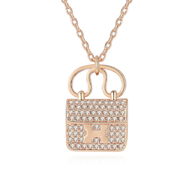 New special design H handbag shape fashion women's golden necklace