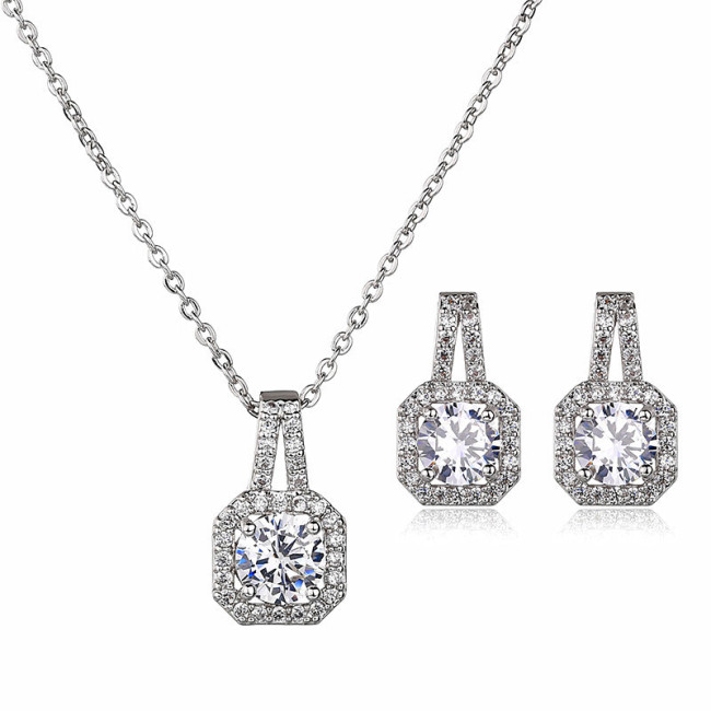 women's fashion box shape moissainte diamond necklace