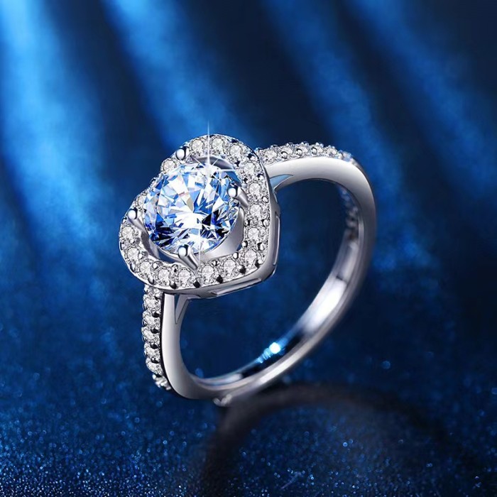 Fashion 1 karat moissanite heart shape women's rings new arrive moissanite diamond rings