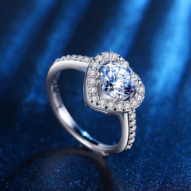 Fashion 1 karat moissanite heart shape women's rings new arrive moissanite diamond rings