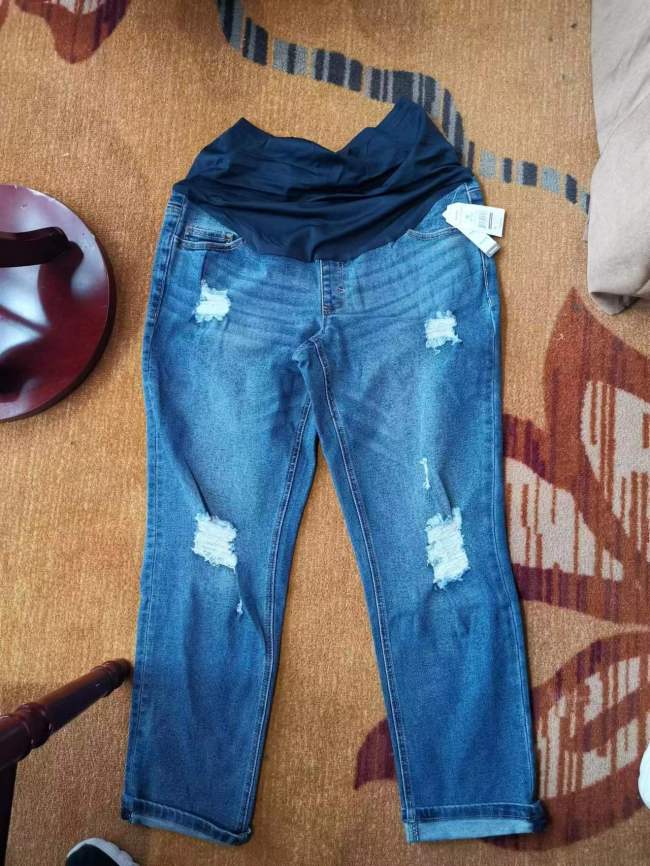 Stock pregnant jeans pants fit loose wide leg jeans jeans cheap jeans high quality European and American jeans