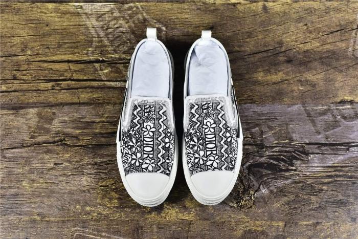 Dior And Shawn B23 Slip On Black White Embroidery