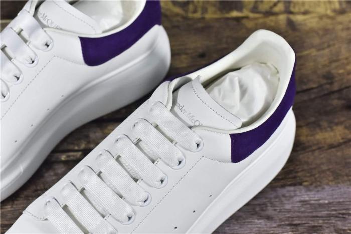 Alexander McQUEEN Oversized Sneaker White Smooth Calf Leather Purple Suede Heel