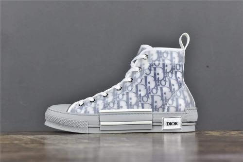 DIOR B23 High-Top Navy Blue Dior Oblique Canvas with Gray Rubber Sole