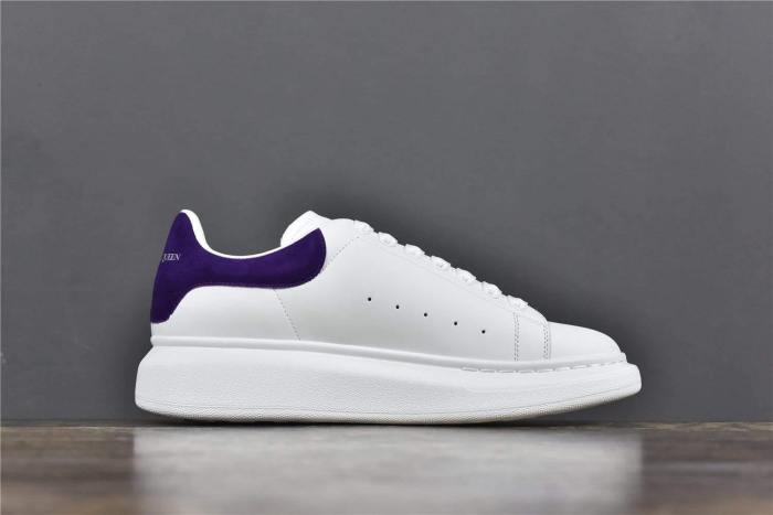 Alexander McQUEEN Oversized Sneaker White Smooth Calf Leather Purple Suede Heel