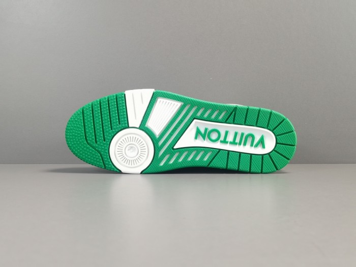LV Trainer Velcro Strap Monogram Denim Green White