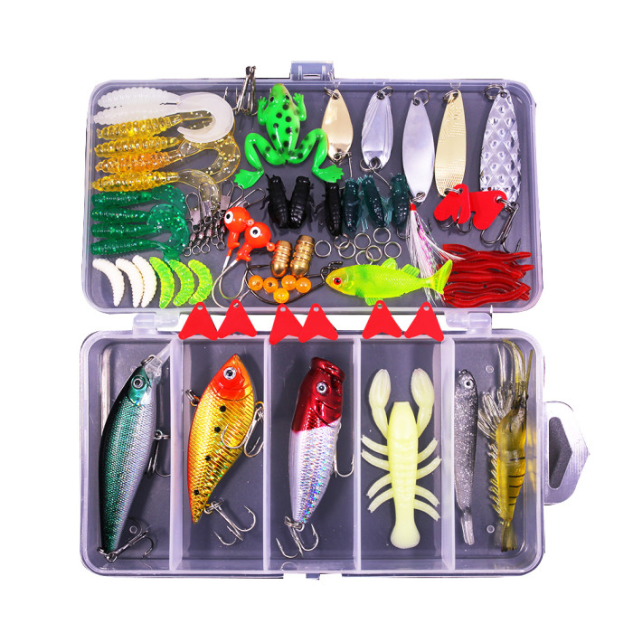 US$ 16.99 - 77Pcs Fishing Lures Kit Set for Bass,Trout,Salmon,Including Spoon  Lures ,Soft Plastic Worms, CrankBait,Jigs,Topwater Lures 
