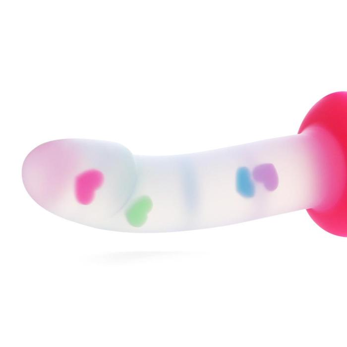 Transparency Luminous Heart Suction Dildo