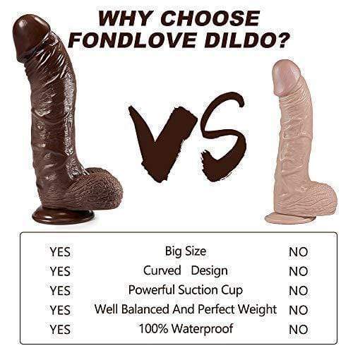 9 Inch Manual Curved Giant Realistic Chocolate-Colored Dildo